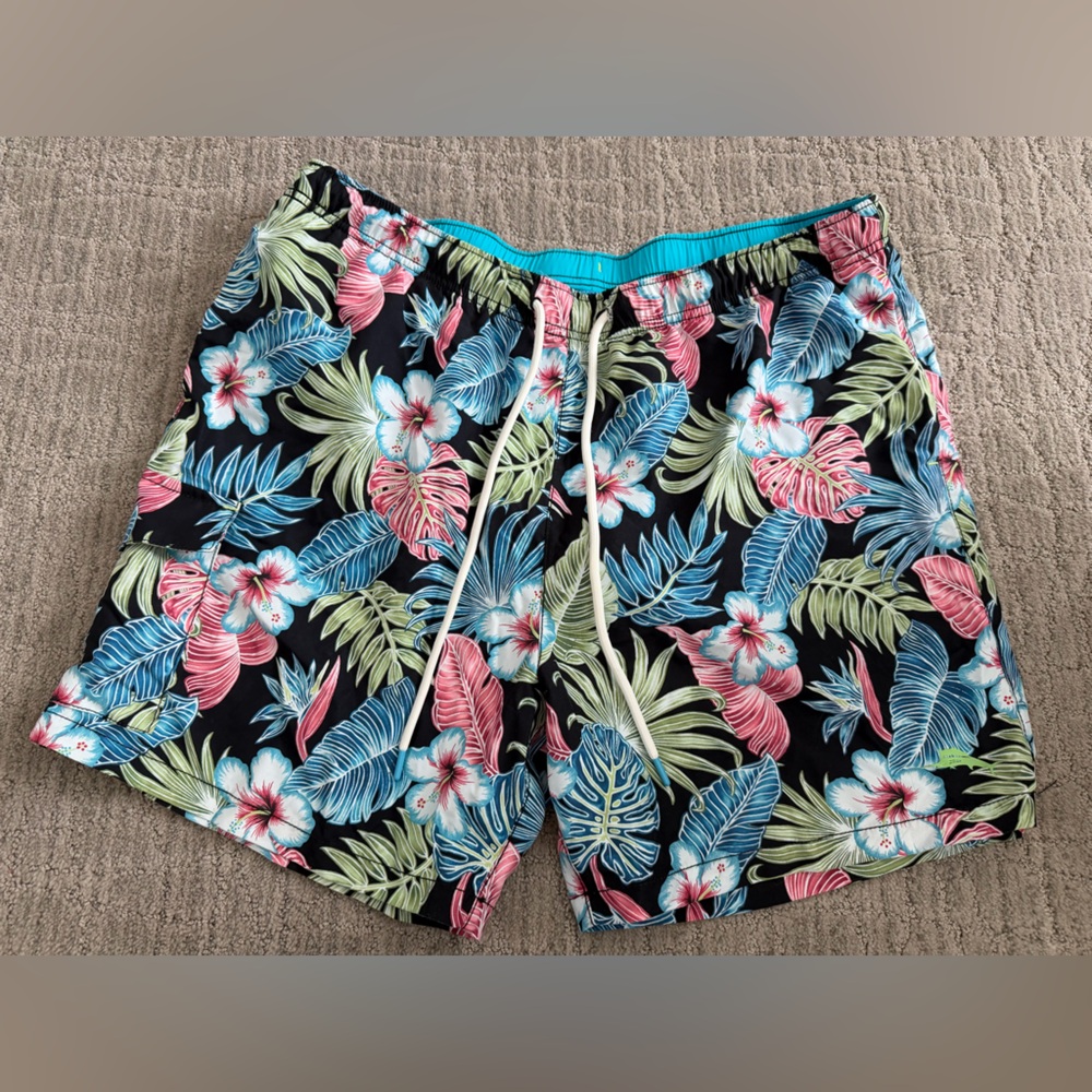 Tommy Bahama Black Floral Men's Swim Trunks